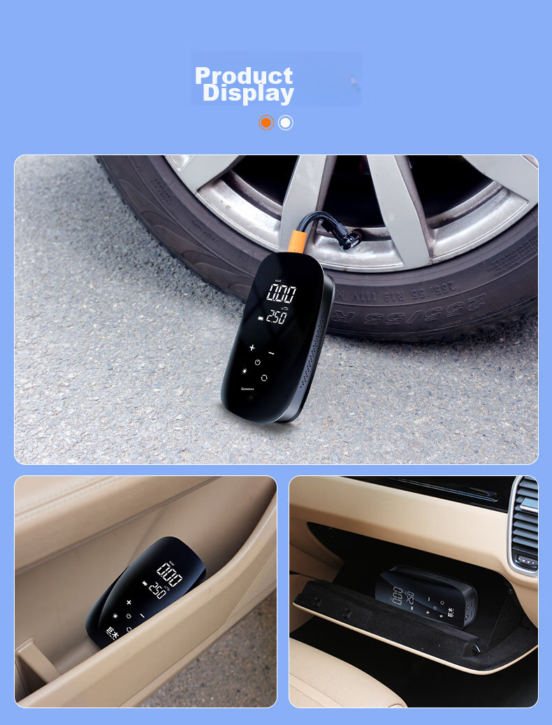 Jumu Car Air Pump, Wired And Wireless Dual-Use, for Car Tires And Home Use, Electric Air Compressor with High Power 24