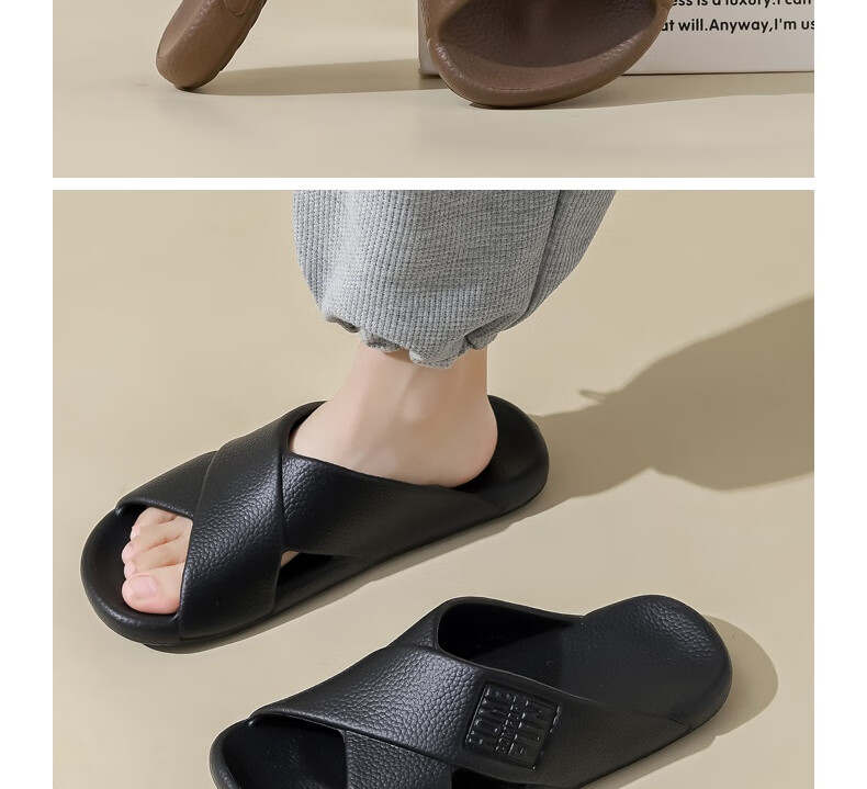 Huameijianbu Cross Mocha Slippers, Couples Bathroom Indoor Outdoor Thick Soft Sole Non-Slip Sandals HM600, Pink, Size 39-40 28