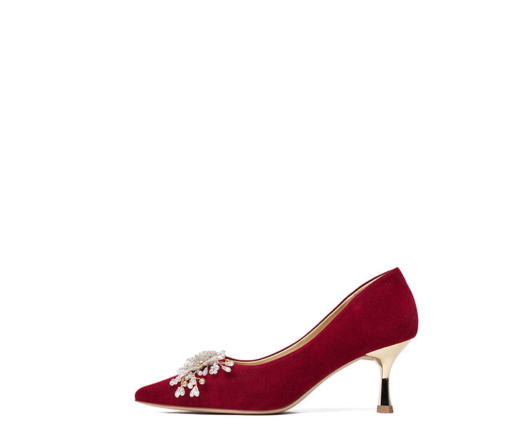 Josiny Red Wedding Shoes for Women, Spring 2026 New Season High Heels, Bridal Engagement Shoes, French Style Pumps, Xiuhe Wedding Dress Red, Size 36 13