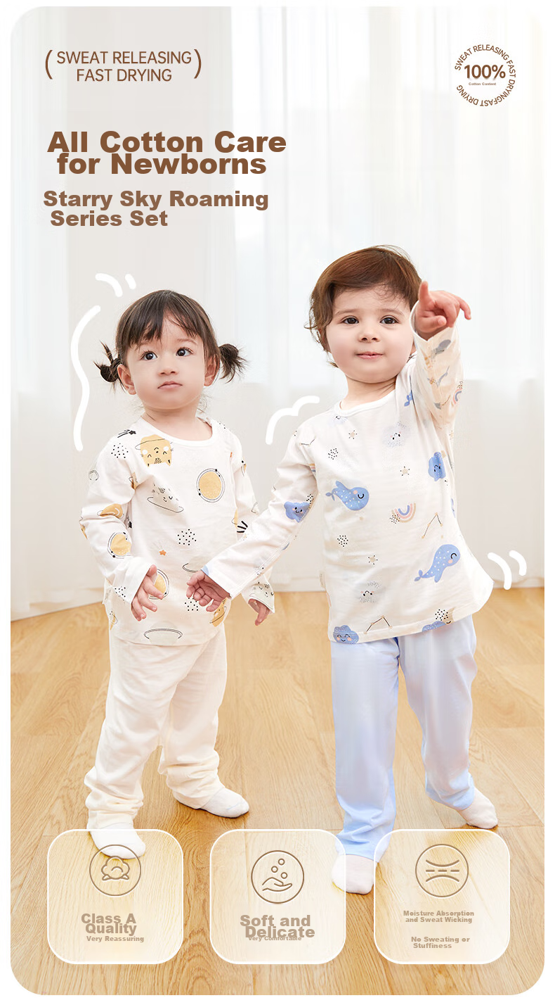 Shubeiyi Baby Clothes Underwear Set, Children's Boys And Girls Autumn Thermal Underwear, Thin Spring Summer Home Wear Pajamas, Navy Blue, Size 73 1