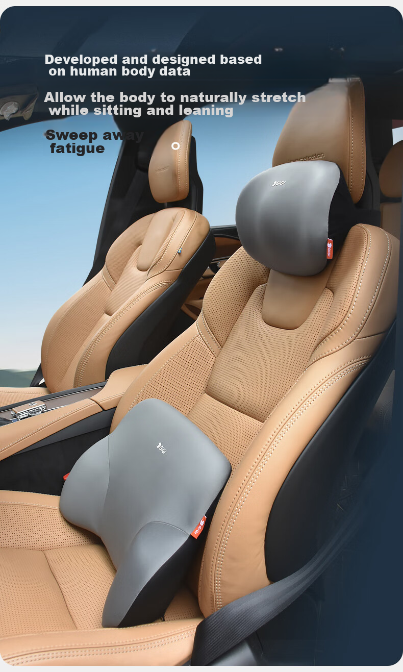 GiGi Car Headrest, Neck Support Pillow for Vehicles, Driver's Seat Cushion, Lumbar Support, Suitable for Maybach And Tesla, Universal Fit 3