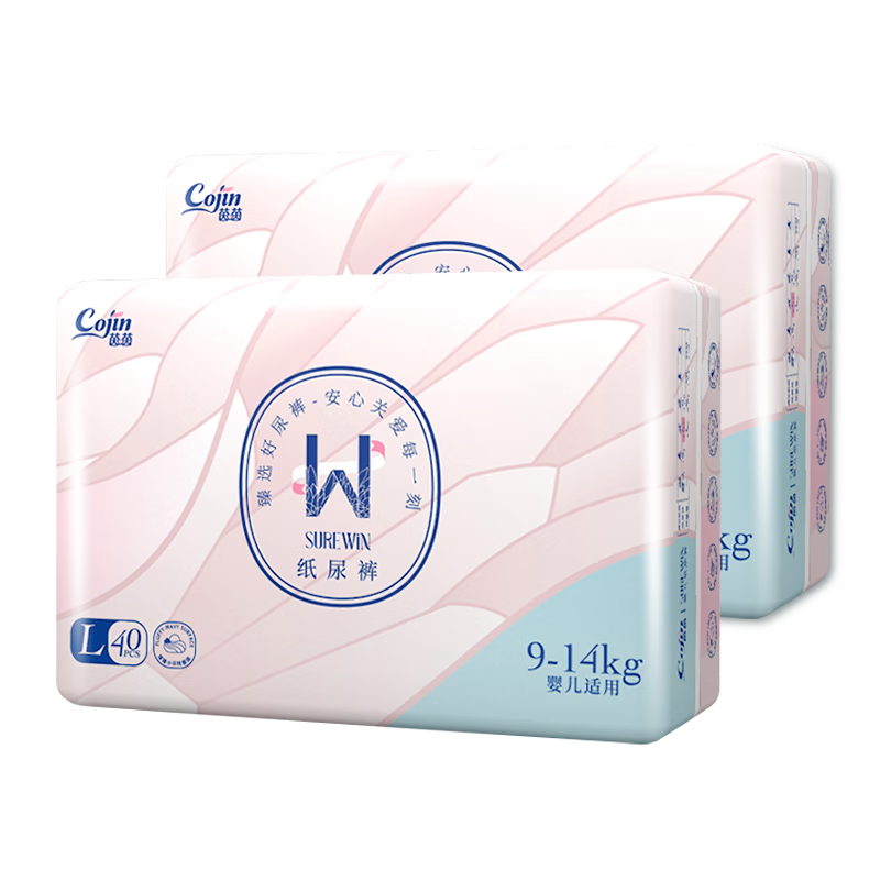 Cojin SUREWIN Baby Diapers, Size L, 80 Pieces, Ultra-Thin And Breathable, Summer Infant Diapers