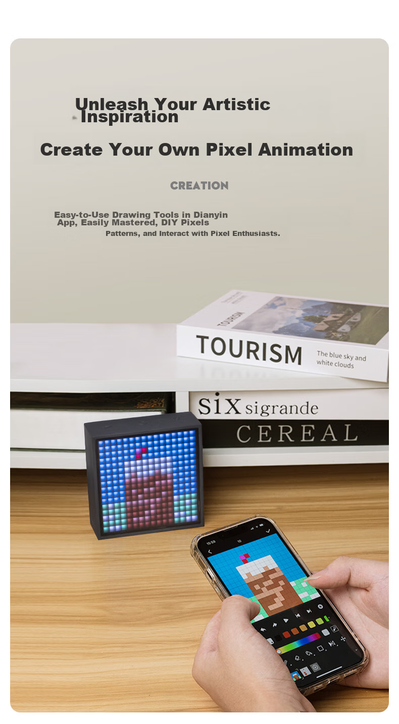 Divoom Dot Sound EVO Bluetooth Speaker, Pixel Desktop Decoration, Lyrics Mini Alarm Clock, Gaming Computer Small Speaker, Home Subwoofer, Tech-Style Desk Accessory, Creative Birthday Gift for Me 5