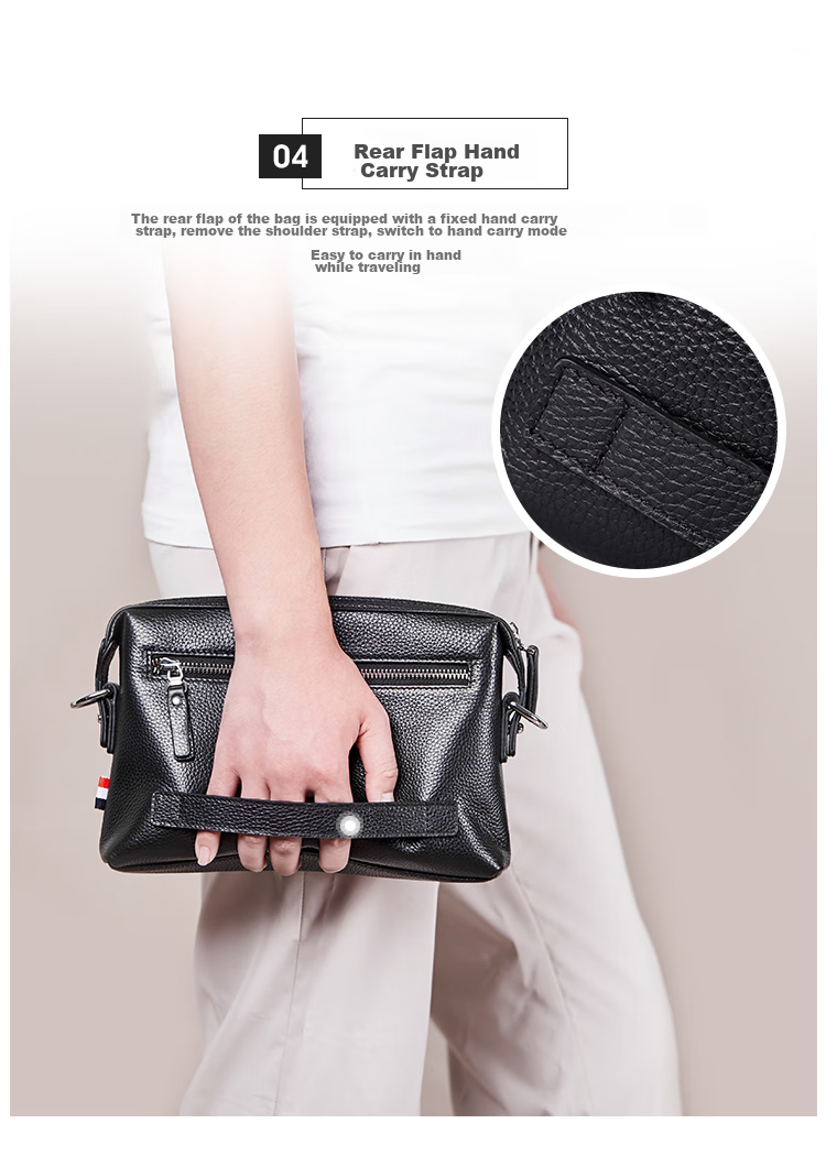 BOSTANTEN Shoulder Crossbody Bag for Men, Business Small Square Bag, Top-Grain Leather Horizontal Style Trendy Mini Backpack Messenger Bag 7