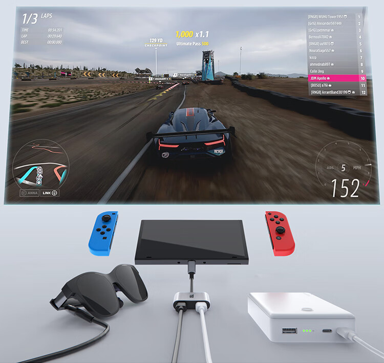XREAL Hub Smart AR Glasses Adapter for Simultaneous Charging and Use Switch Essential Handheld Direct Connection 120Hz High Refresh PD Fast Charging 3