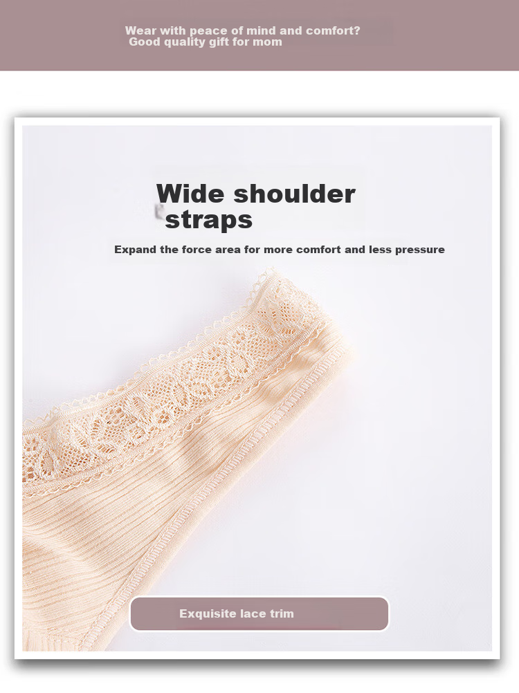 LangSha Mom's Underwear, Women's Plus Size Front-Closure Bra, Wireless Middle-Aged And Elderly Vest-Style Women's Brassiere, Skin Color, Size 36 5
