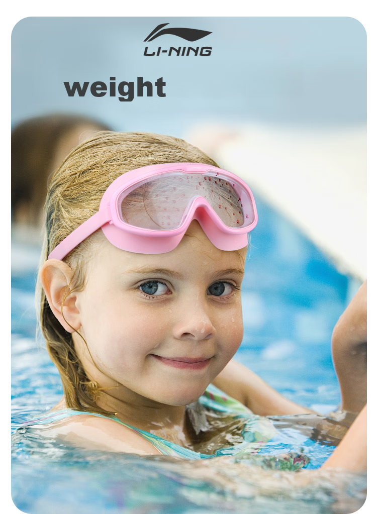 Li-Ning Children's Swimming Goggles, High-Definition Anti-Fog Waterproof Large Frame Swimming Diving Glasses for Boys And Girls, Swimming Equipment LSJP319-1 Black And Red 1
