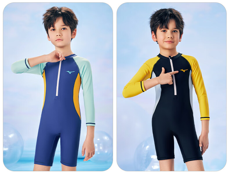 MIZUNO Children's Swimsuit, One-Piece Long Sleeve Sun Protection Surfing Suit for Girls And Boys, Quick-Drying Training Swimwear for Hot Springs, A3416 Red 120 19