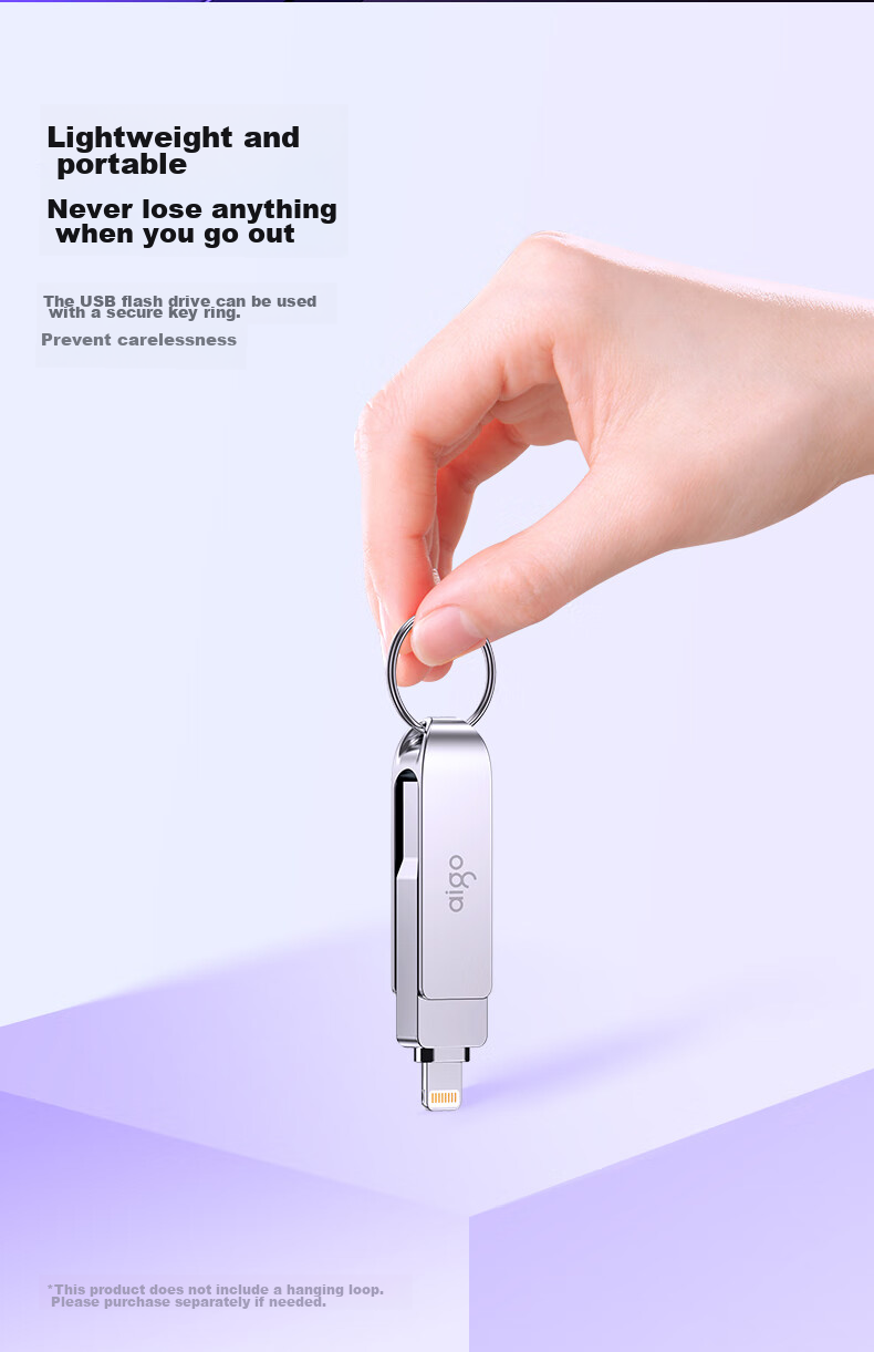 Aigo 256GB Lightning USB3.0 Apple Flash Drive U371, MFI Certified, Compatible with IPhone 14/iPad 9 And Earlier Versions, Dual-Use Flash Drive for Phones And Computers 11