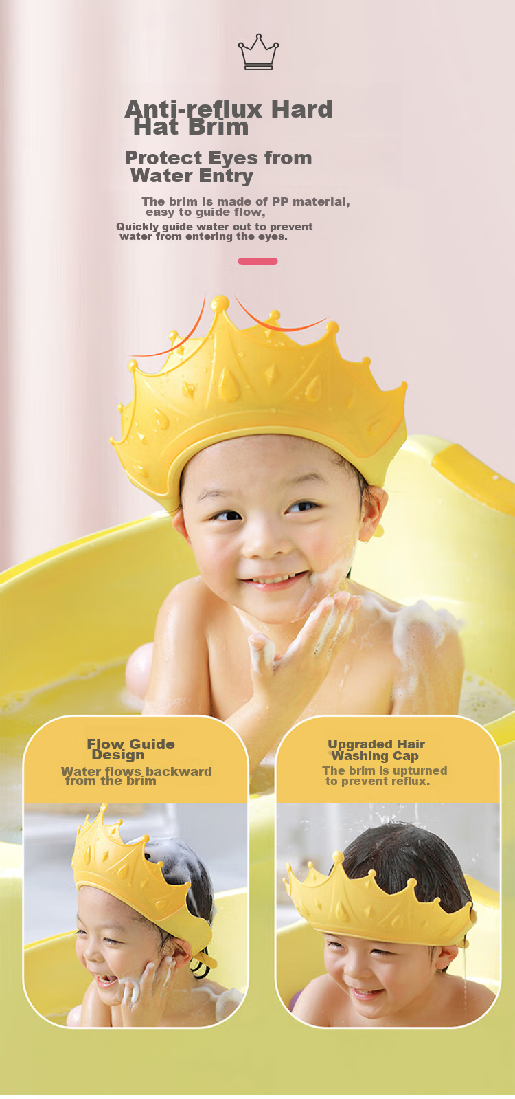 Baoshi Universal Shampoo Cap for Kids and Adults Waterproof Ear Protection Bathing Hat for Babies and Elderly 1