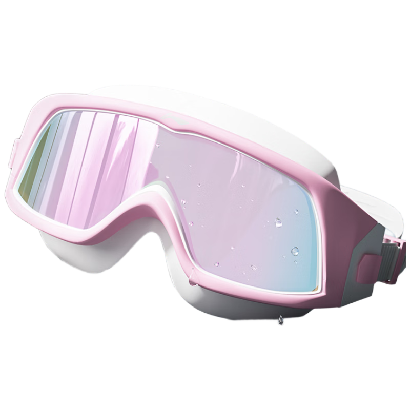 Li-Ning Swimming Goggles, Large Frame, Non-Prescription, HD Clear, Waterproof, Anti-Fog, Swimming Glasses for Men And Women, Coated Lenses, Diving Equipment, 272-2 Pink And White