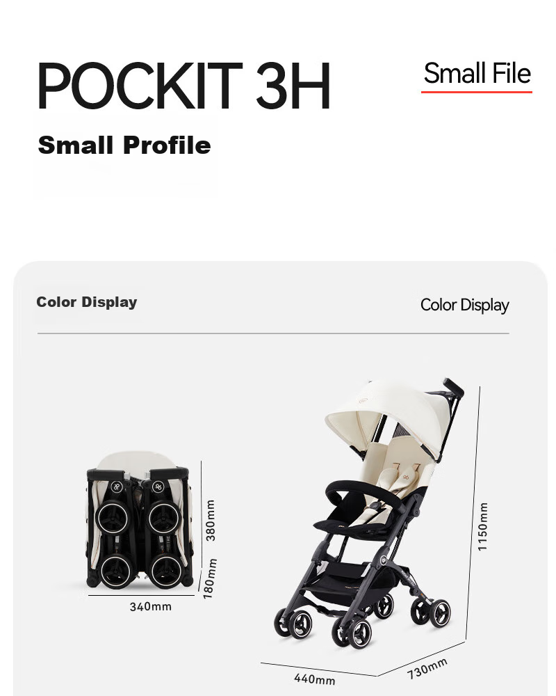 Gb Pocket Car® Stroller, Carry-On, Lightweight, Foldable, with Shock Absorption, Suitable for Babies 6 Months to 3 Years Old, Milk White 30