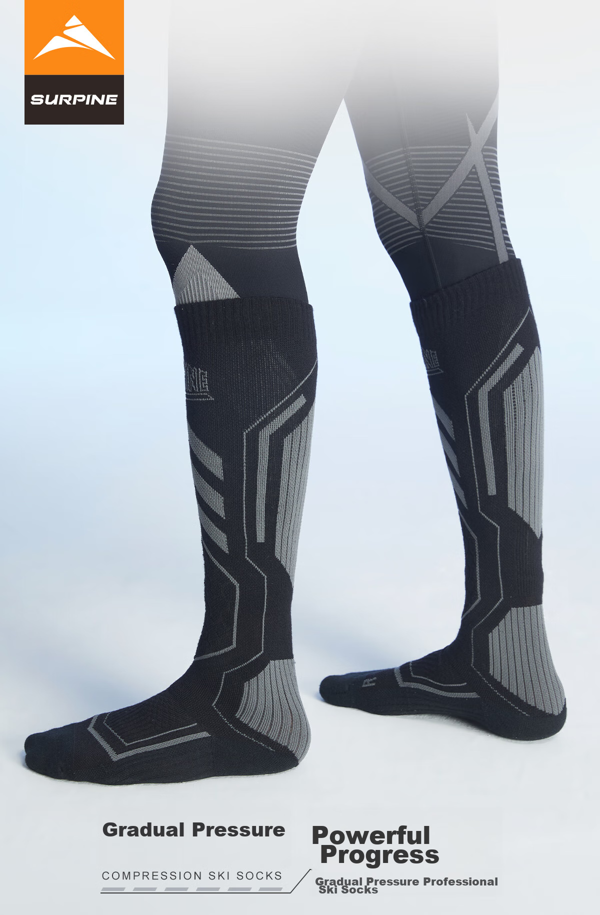 SURPINE Professional Ski Socks for Men And Women, Warm Compression Wool Long Outdoor Sports Socks 1