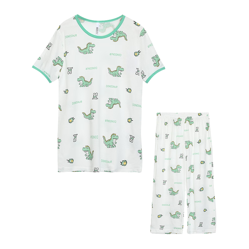 Hodohome Children's Pajamas for Boys, Summer Thin Style A-Class 40S Pure Cotton Home Wear Short-Sleeve Mesh Breathable Air Conditioning Suit 311 Three 165