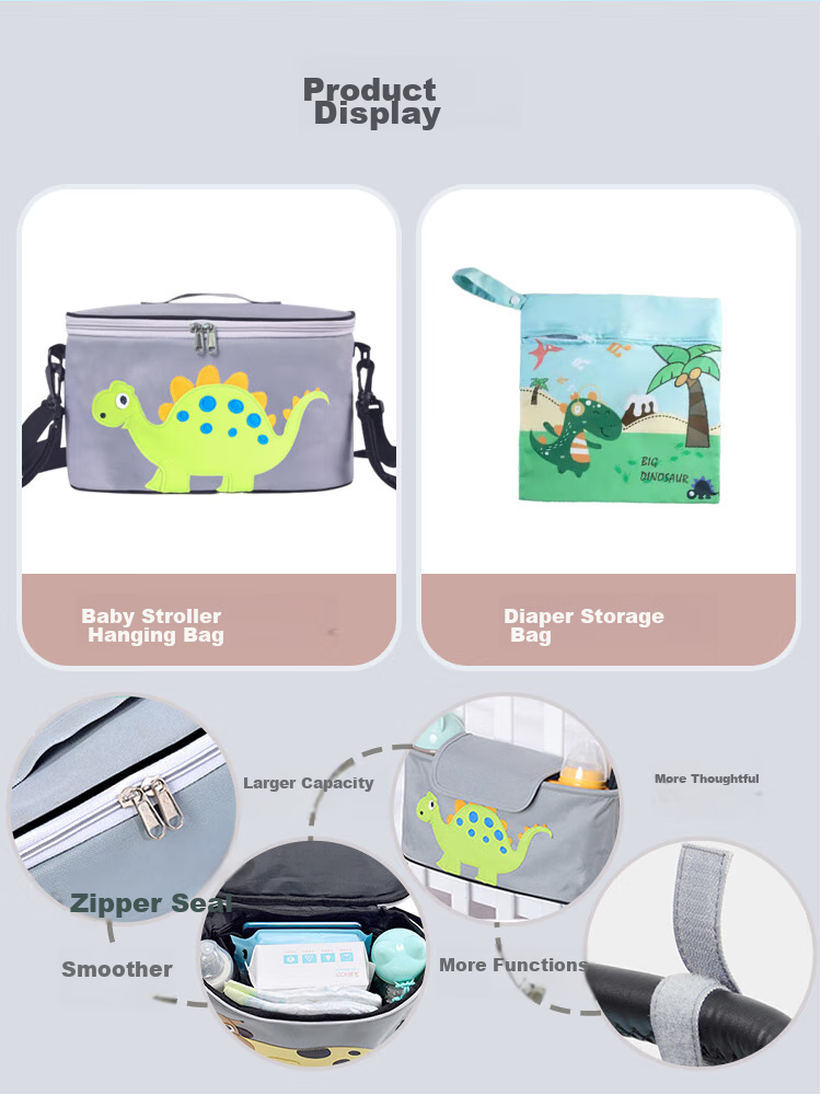 9I9 Baby Stroller Organizer Bag, Diaper Storage Bag, Large Capacity, Carrying Pouch for Infant Car Seats, Handheld Bag A31 8