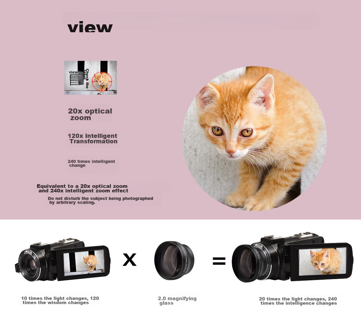 ORDRO Z82 Camera, HD Live Streaming Camcorder, Digital DV Portable Recorder, for Home And Travel Use, Vlog Short Video, Compact And Portable, 10x Optical Zoom 19