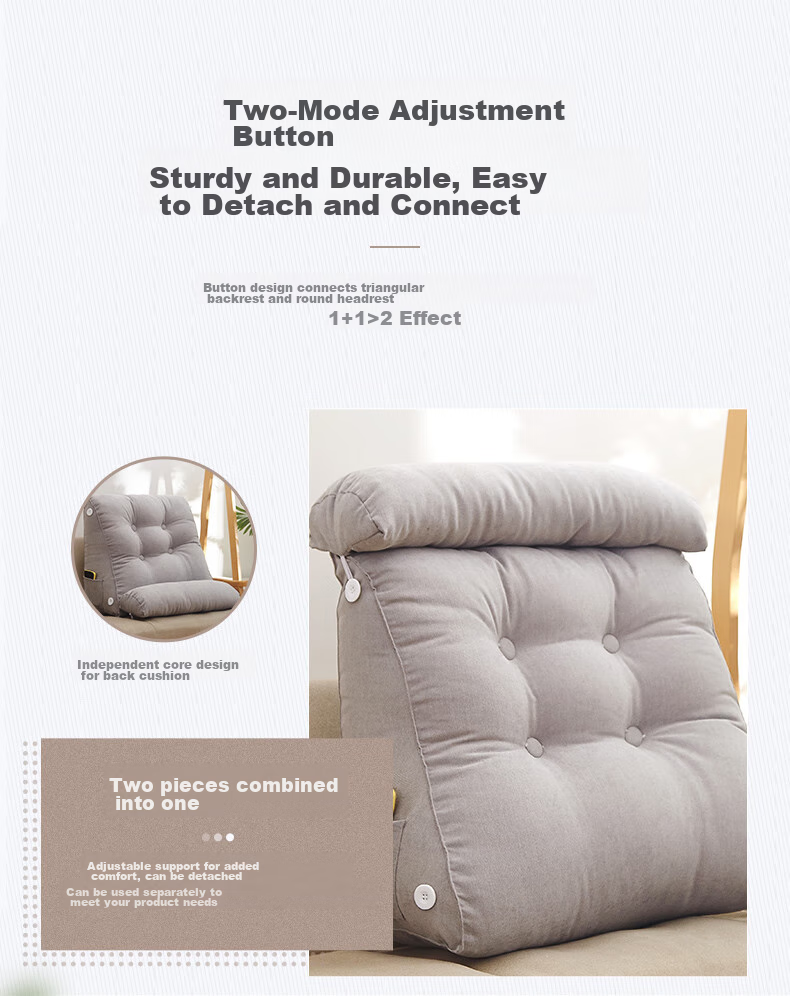 Hengyuanxiang Bed Head Triangle Cushion, Enlarged Car Backrest, Removable And Washable, Sofa Lumbar Support, Office Back Protection Pad, 55*25*50 10
