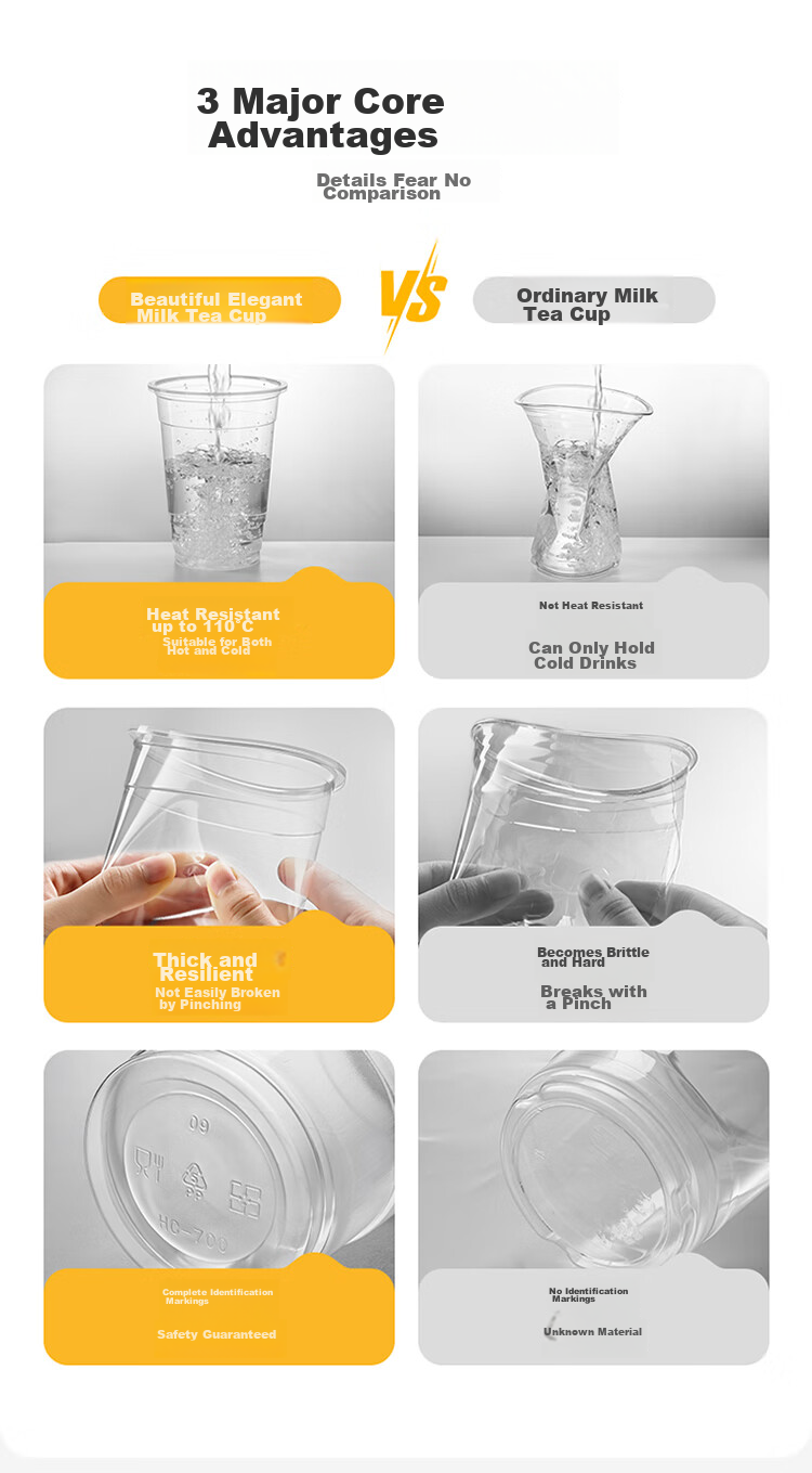MARYYA Disposable Milk Tea Cups with Lids, 360ml*20 Sets, Thickened Coffee Cups, Plastic Cups for Juice And Cold Drinks 2