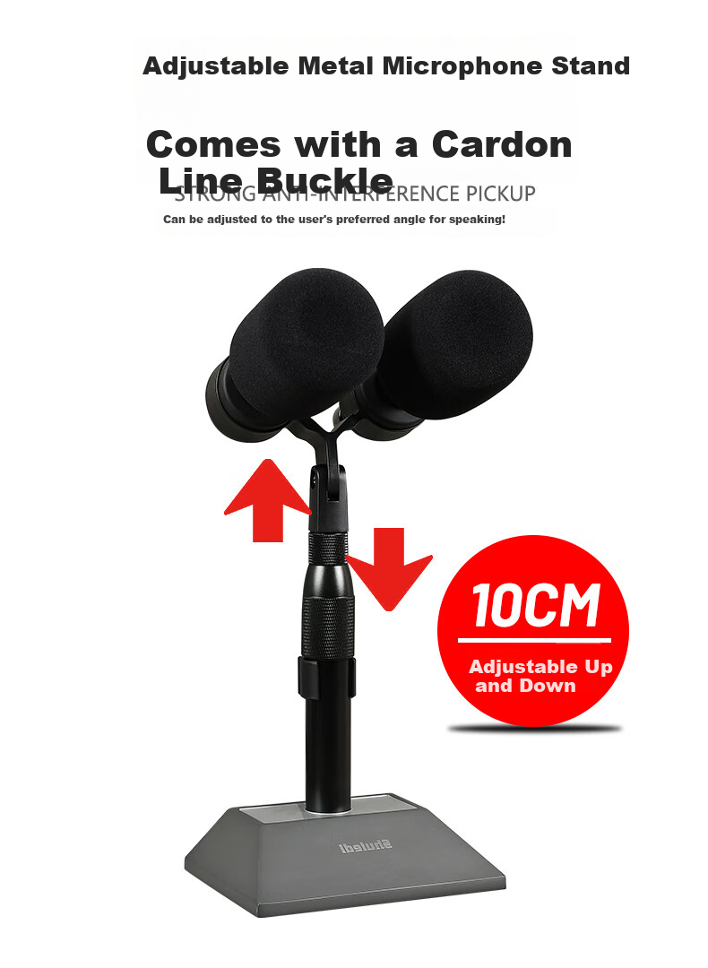 Shuledi QA-700 Domestic Dual-Head Wired Conference Floor Microphone, Podium Host Chorus Microphone for Lectern, Specialized for Mixing Console Audio System, High-End for Schools, Factories, And Government Use 10