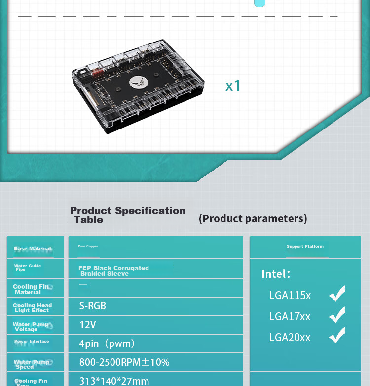 VALKYRIE C280-RGB VK All-In CPU Water Cooler, Compatible with LGA1700 AM5, ARGB Lighting Effects, Metal Fasteners 12