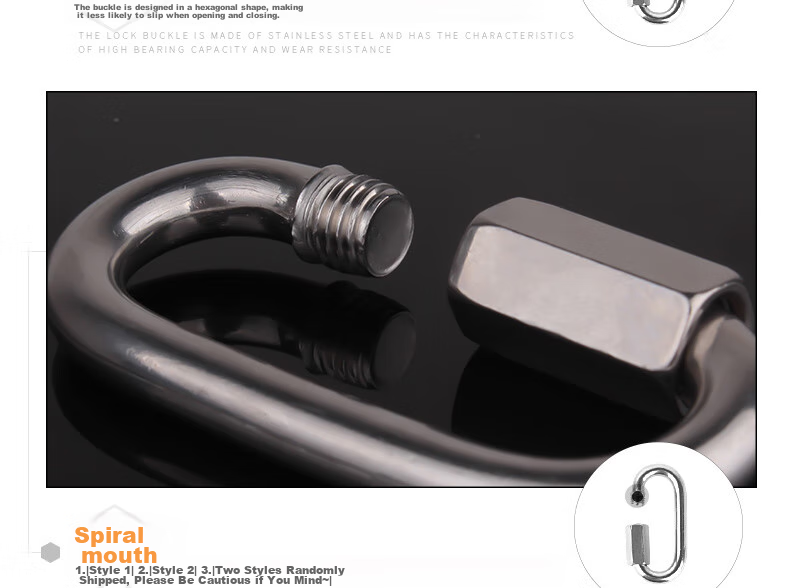 Locroyon 988 Stainless Steel Quick Link Carabiner Nut Lock Climbing Chain Connector Descender Rock Climbing Main Lock 8