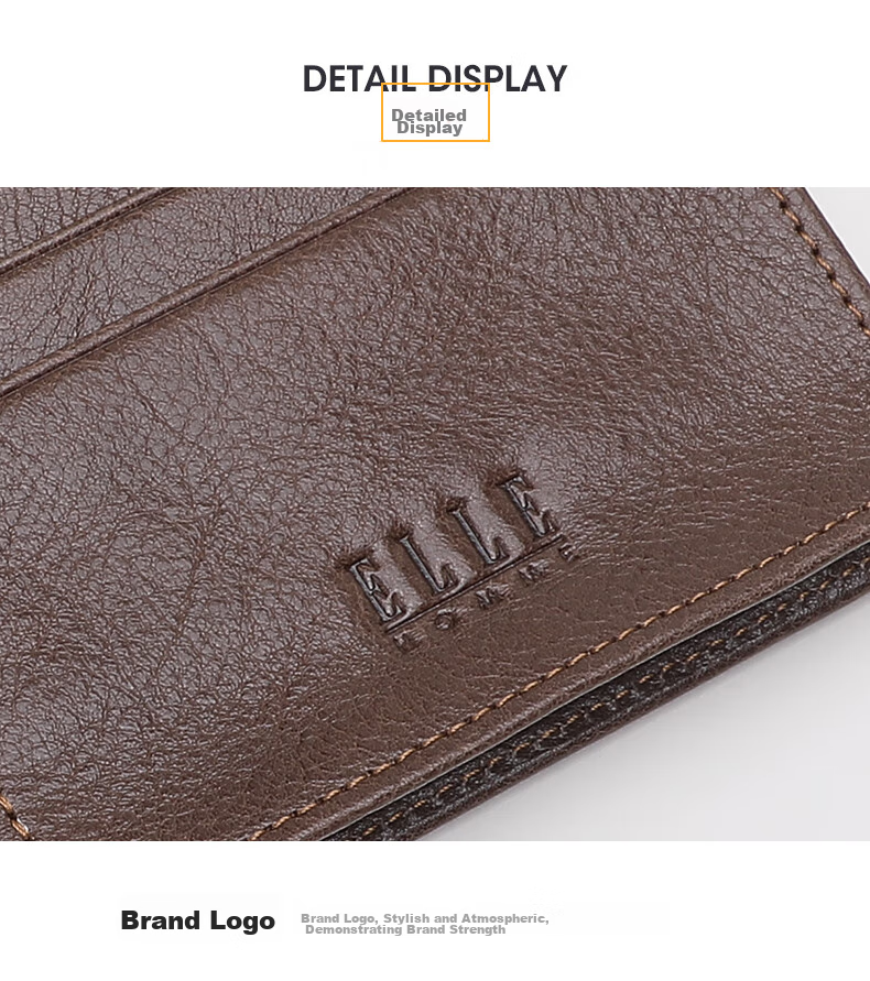 ELLE HOMME Men's Long Wallet, Top-Grain Leather Multifunctional Card Holder, Vertical Style Money Clip 0512, Birthday Gift for Me 9