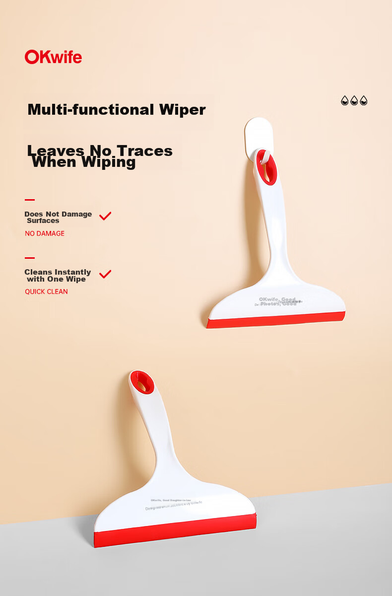 OKwife Glass Squeegee, Window And Mirror Cleaning Tool for Home Use, Kitchen Countertop Cleaner, Multi-Functional Squeegee 1