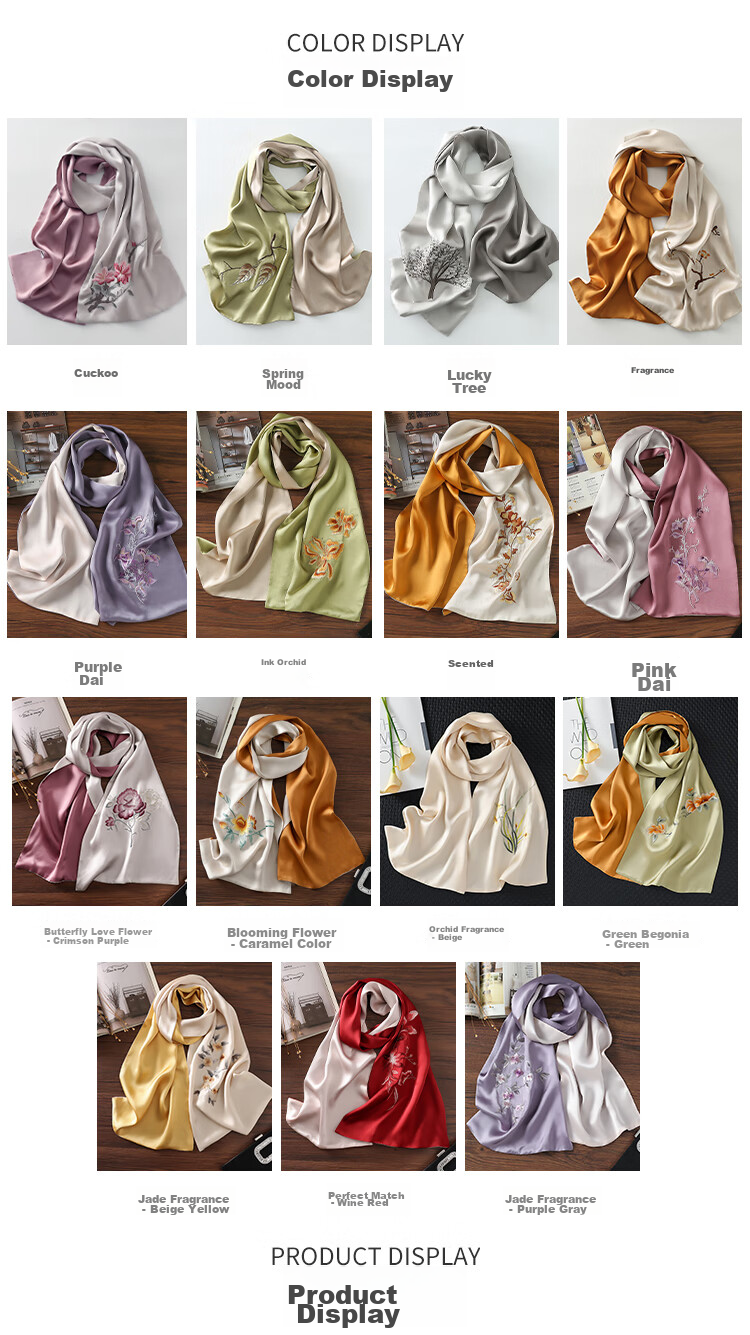 Shanghaigushi Silk Scarf for Women, Double-Layer Embroidery, 100% Mulberry Silk, Gift Box for Mom on Mid-Autumn Festival, Birthday Present, Purple And White 7