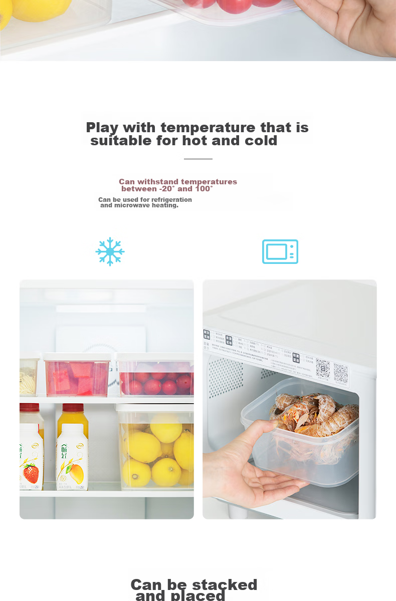 Chahua Food Grade Fresh-Keeping Box Refrigerator Storage Box Fruit Lunch Box Plastic Picnic Box 780ml 6-Piece Set 9