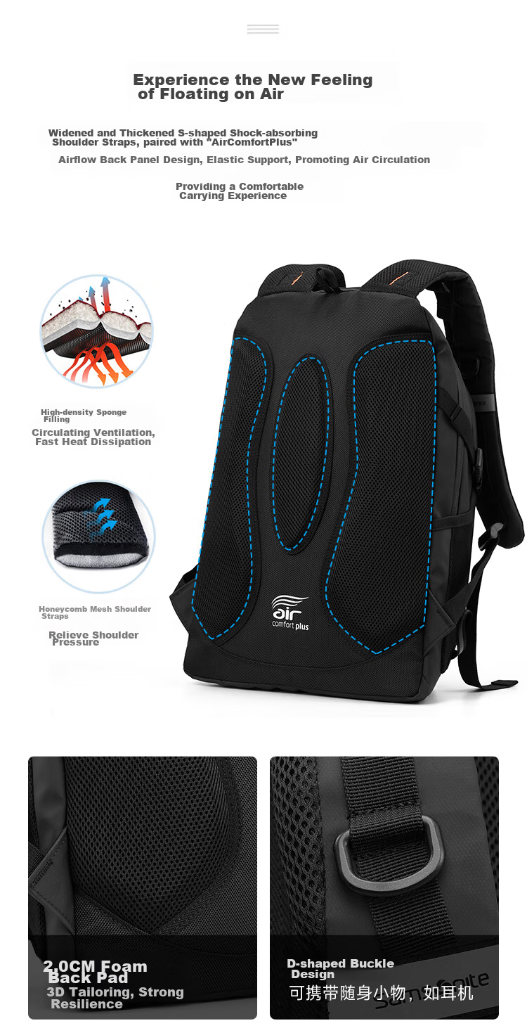 Xinxiuli Backpack Laptop Bag for Men, Outdoor Waterproof Travel Bag, 15.6-Inch Huawei Notebook Backpack, Large Capacity 7