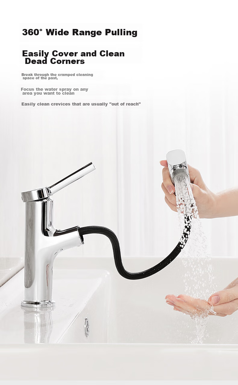 ARROW Multifunctional Pull-Out Basin Faucet for Bathroom Vanity Sink Hot and Cold Tap AE41135CP 5