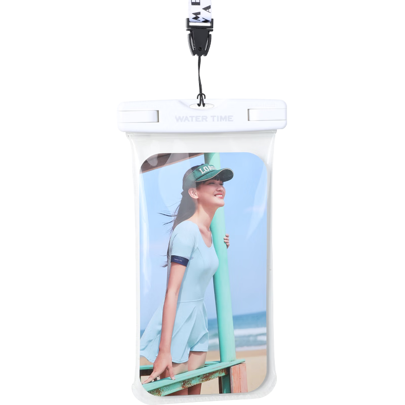 WATERTIME / Shuichuan Waterproof Phone Case for Swimming Pool, Snorkeling, Touchscreen Compatible, Sealed Neck Strap Waterproof Phone Pouch, White