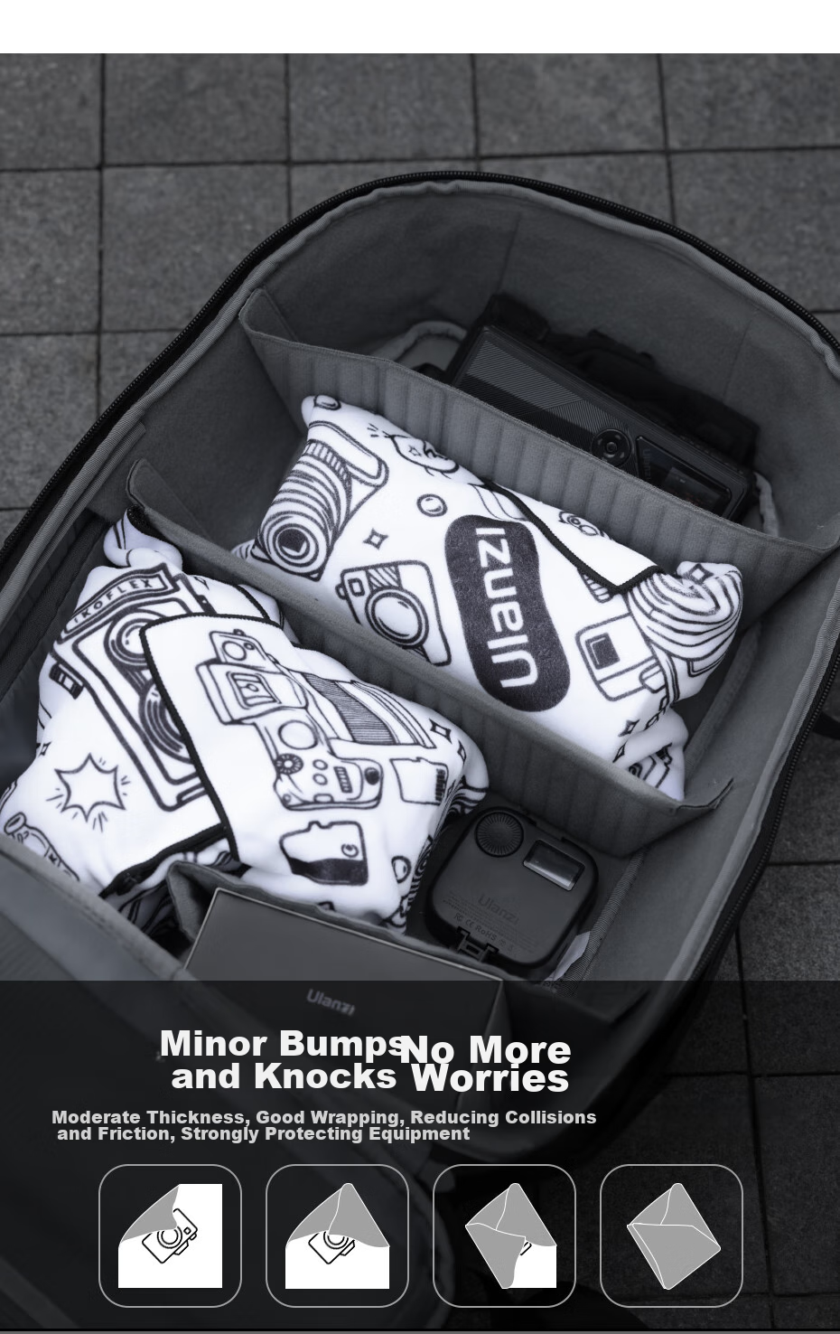 Youlanzi Ulanzi Camera Folding Cloth Family Photo Set, P-Shaped Makeup Bag, Magic Cloth Camera Wrap, Hundred-Piece Cloth, Mirrorless And DSLR Canon Nikon IPad Portable Inner Liner Bag 3