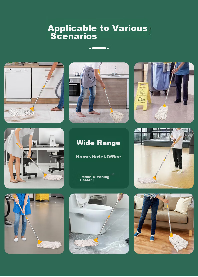 CIRY Cotton Yarn Mop, Household All-In Sponge Mop, Rubber Cotton Floor Mop, Dust Pusher, Wooden Floor Tile Cotton Yarn Mop, Car Wash Mop 4