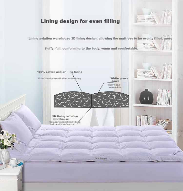 Downia Mattress, All-Cotton Goose down Mattress Pad, Breathable Tatami Goose down Mat, Filled with 2.5kg, for A 1.5-Meter Bed 4