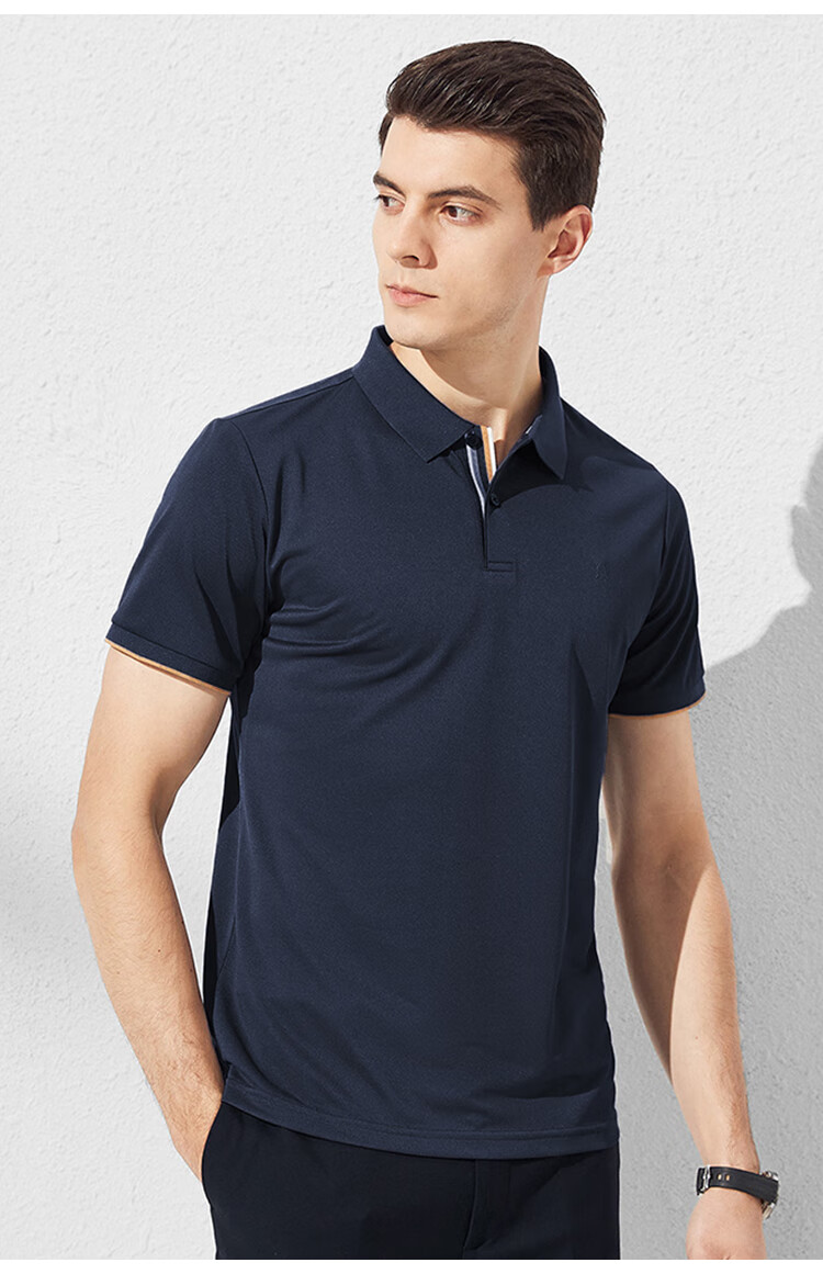 Shanshan [Cool and Skin-Friendly] Short Sleeve T-Shirt Men's Summer Business Casual Commuter Sports Polo Solid Color Embroidered Menswear 16