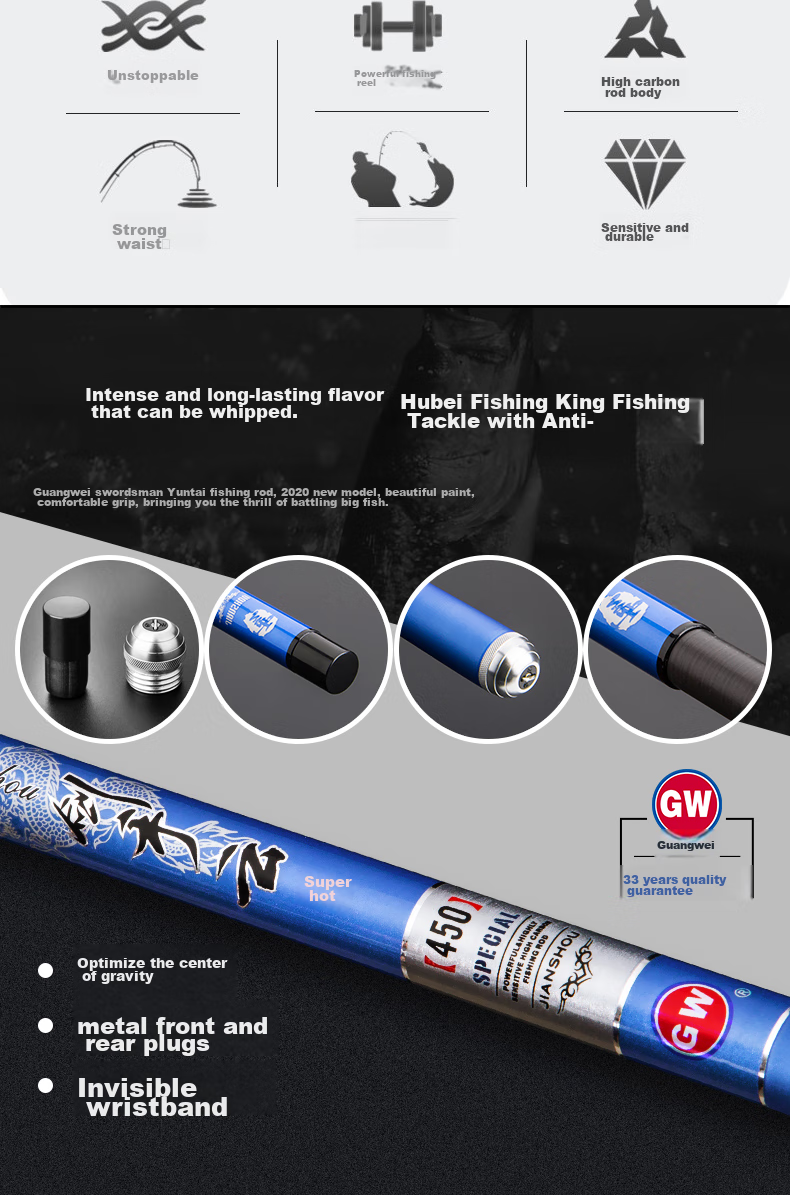 GW Jian Shou Yun Xi Liu Fishing Rod, 7.2 Meters, Collapsible to 67 Cm, Short Section Handle, Ultra-Light And Ultra-Hard, 28 Sections, Carp Fishing Rod 2