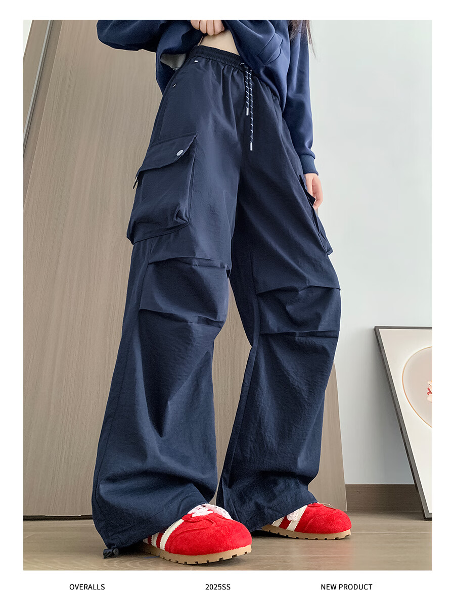 Borui American Workwear Pants 2026 New Autumn Women's Casual Loose Wide-Leg Outdoor Hiking Cargo Pants 20