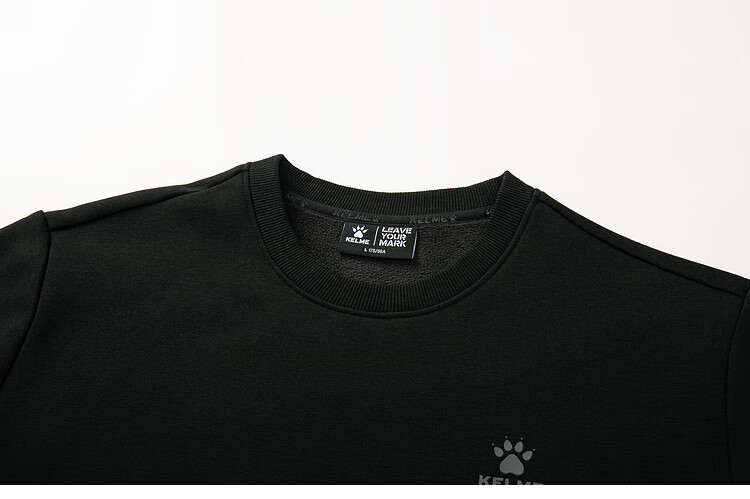 KELME Men's Winter Fleece-Lined Thickened Sweatshirt Casual Versatile Couple Pullover Women's Crew Neck Top Agate Black M 13