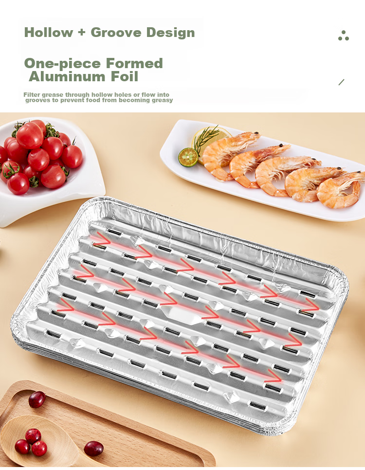 Suncojia Barbecue Griddle, Deep Stainless Steel Tray, Rectangular Plate for Home Use, Fish Grilling Pan, Dinner Plate, Steaming Tray, Two Pieces 3