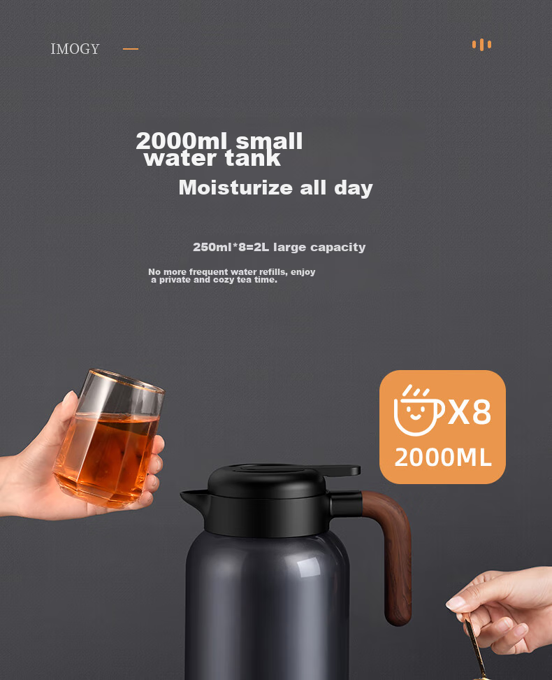 IMOGY IMOGY Insulated Thermos for Home Use, Tea Steeping Pot with Temperature Display, Hot Water Kettle, 316L Stainless Steel Steeping Pot, Warm Water Jug 10