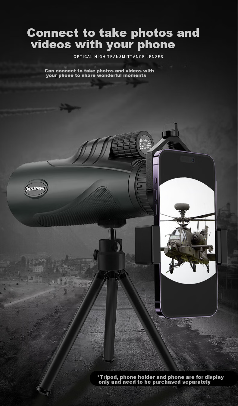 Celestron Kids 6-12x25 Zoom High-Definition Portable Monocular Telescope White Children's Birthday Gift 6
