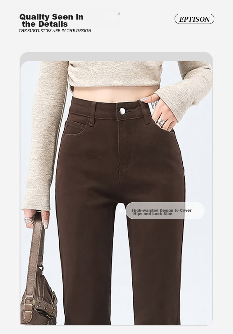Yipintiancheng Spicy Girl High Street Micro Flare Jeans for Women, 2025 Autumn Fashion Versatile High-Waisted Slimming Floor-Length Flared Pants for Wome 4