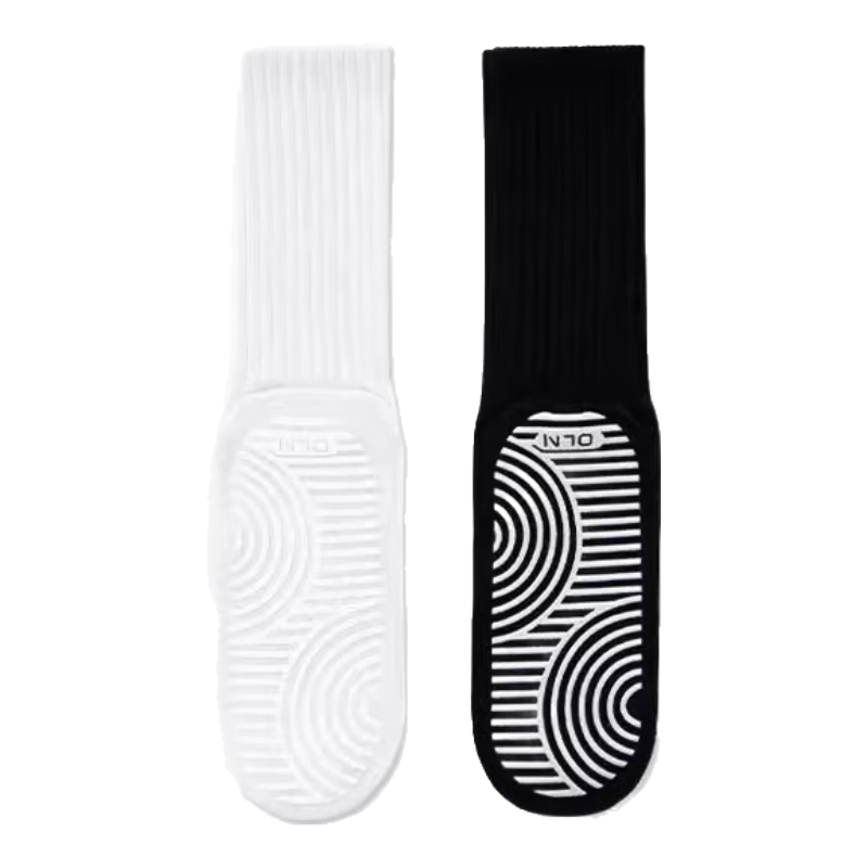 Kelorock Women's Mid-Calf Yoga Socks Silicone Non-Slip Fitness Pilates Jump Rope Cycling Xinjiang Cotton 2 Pairs White+Black