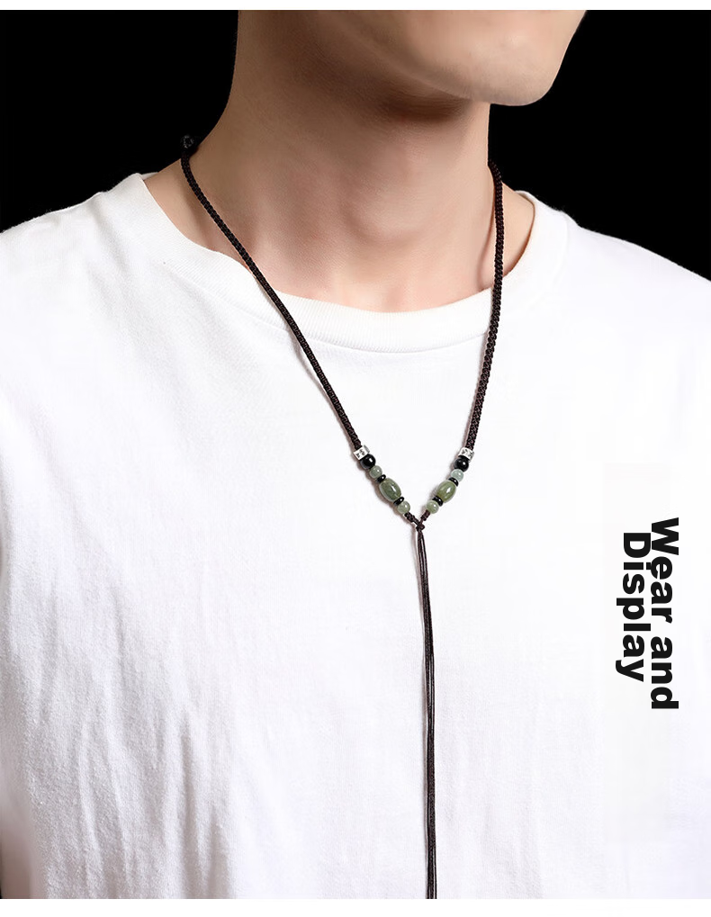 Dijing 925 Silver Jade Pendant Necklace Cord for Men And Women, High-Quality Jade Pendant with Buddha Amulet And Peace Buckle Accessory 4