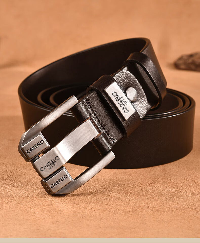 CARTELO Men's Top-Grain Leather Belt, Business Casual Pin Buckle Trouser Belt, Gift for Boyfriend, Husband, Or Father 13