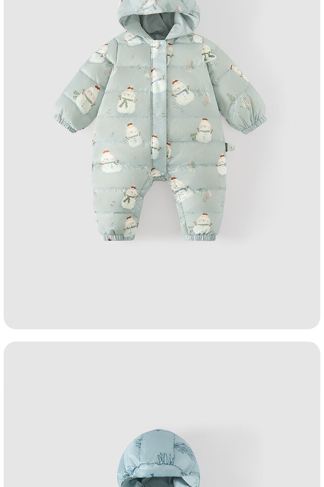 TONGTAI Baby Down Jacket One-Piece Autumn Winter Hooded Romper Kids Outdoor Three-Proof Jumpsuit Blue 90cm 12