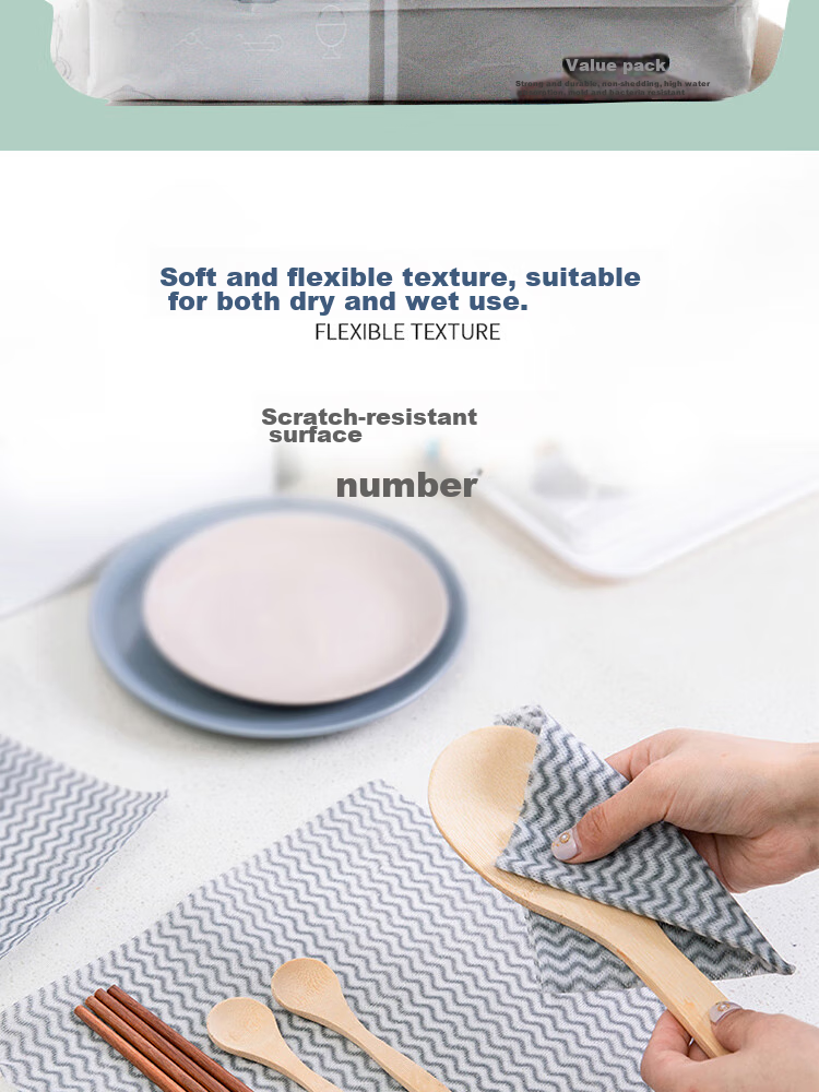 Tinghao Disposable Cleaning Cloths [Non-Woven Material with Strong Friction] 80 Sheets Pull-Out Dishwashing Cloths for Wet And Dry Use 2