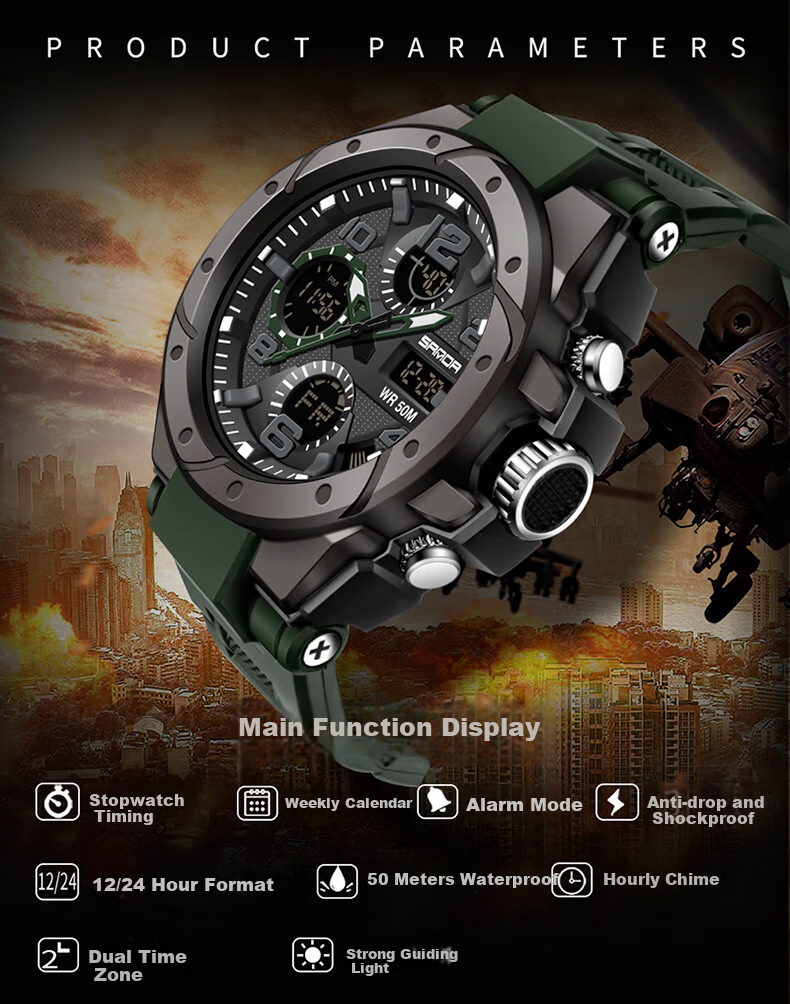 GEORGCOUNT Men's Multifunctional Sports Alarm Clock Electronic Watch for Middle School, High School Students, Men, Waterproof Youth Male Wearers 3