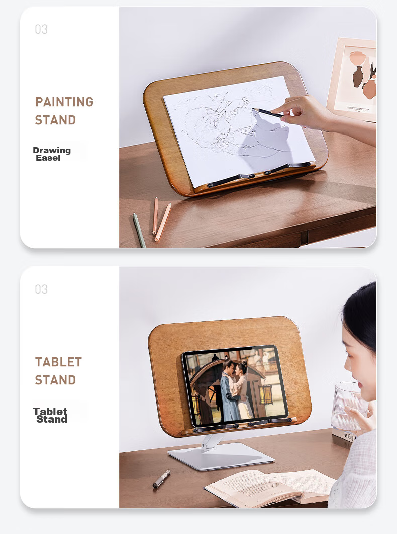 Xiaotian Phone Stand Reading Rack, Children's Book Holder, Study Stand, Desktop Reading Stand, Adjustable Height, Foldable, Student Solid Wood Multifunctional IPad Tablet Stand, Floor-Standing Rack 9